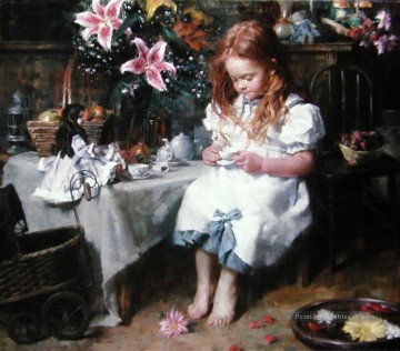 lillies et thé MW impressionnisme Peinture à l'huile